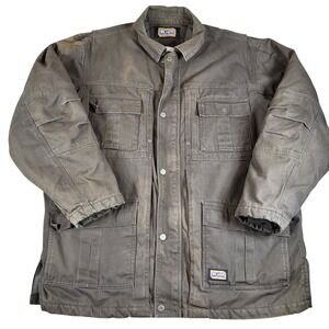 Big Smith Mens XL Brown Workwear Barn Chore Coat Fleece Lined Jacket Read*‎